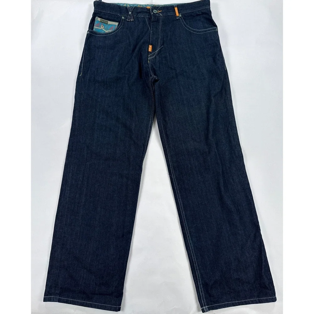 Vintage LRG Lifted Research Group Jeans Men 38 Dark Wash Embroidered Pockets Y2K